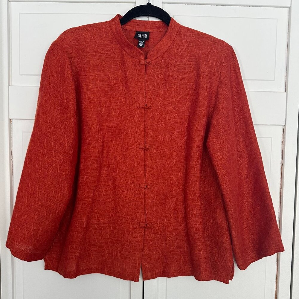 Eileen Fisher Orange Linen Jacket Size Medium